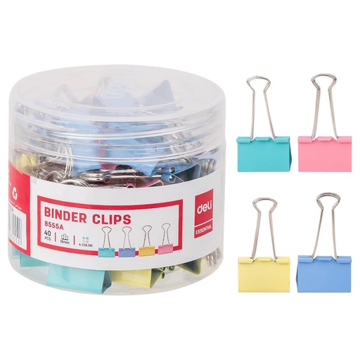 Deli Foldback Clips 19mm Tub (assorted pastel) (40)