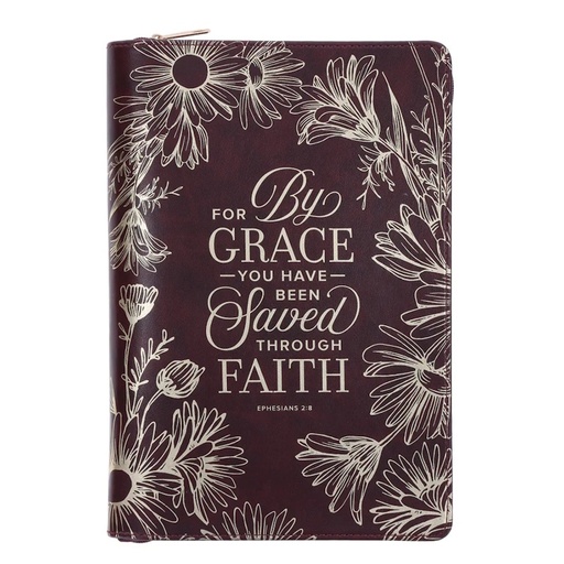 For by Grace You Have Been Saved Faux Leather Journal with Zip