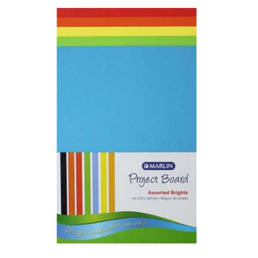 Marlin Project Board A4 160g (brights assorted) (100 sheets)