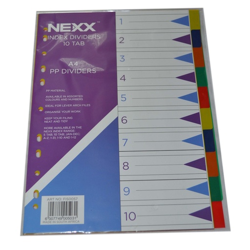 Nexx PVC Dividers A4 10 Tab