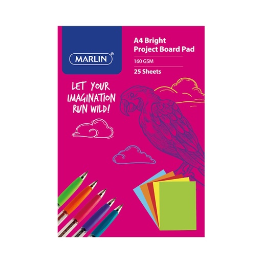Marlin Project Board Pad A4 160g (brights assorted) (25 sheets)